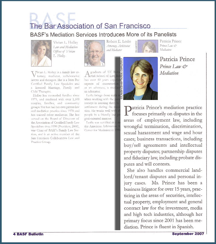 BASF Mediation Panelist: Patricia Prince